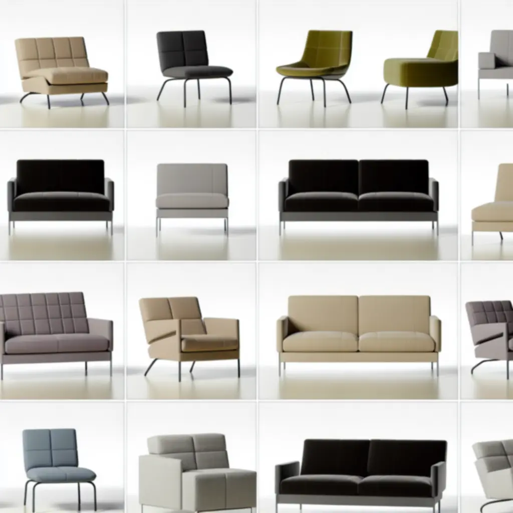 Modern bézs kanapé és székek – termékfotó