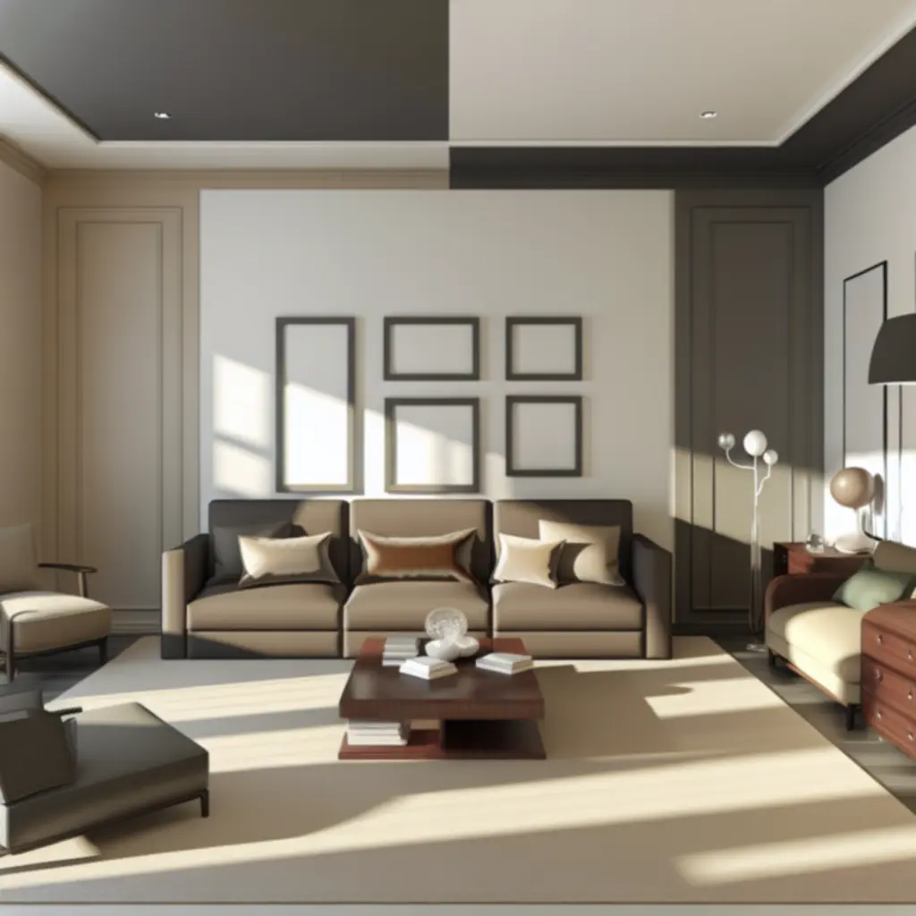 Modern, elegáns nappali Formioraa bútorokkal – kanapé, asztal és dekor tárgyak